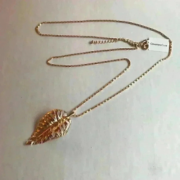 Charter Club new Gold Leaf Necklace - Picture 3 of 8